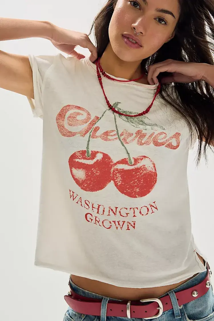 Free People Nova Graphic Tee Cherry Combo