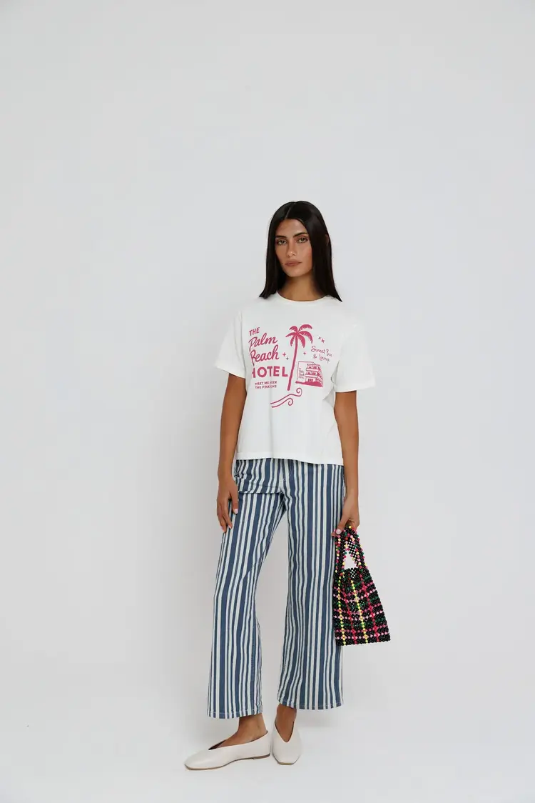 Sunny Somewhere Palm Beach Hotel Everyday Tee Off White
