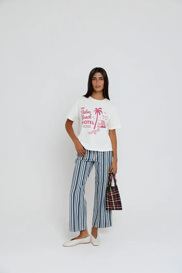Sunny Somewhere Palm Beach Hotel Everyday Tee Off White
