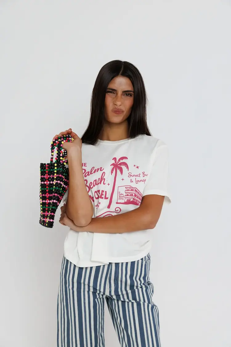 Sunny Somewhere Palm Beach Hotel Everyday Tee Off White