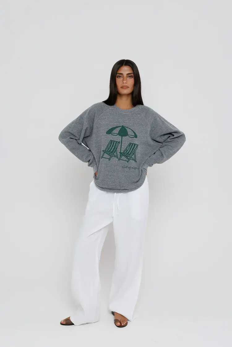 Sunny Somewhere Out of Office Raglan Sweatshirt Heather Grey