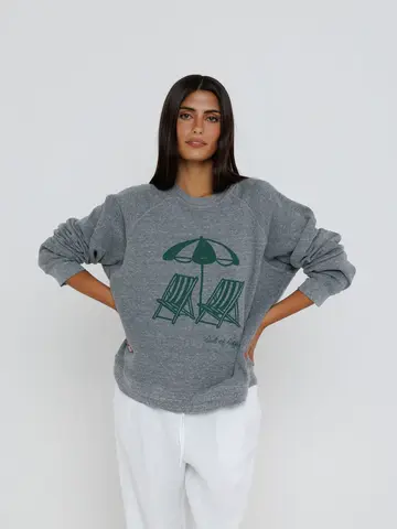 Sunny Somewhere Out of Office Raglan Sweatshirt Heather Grey