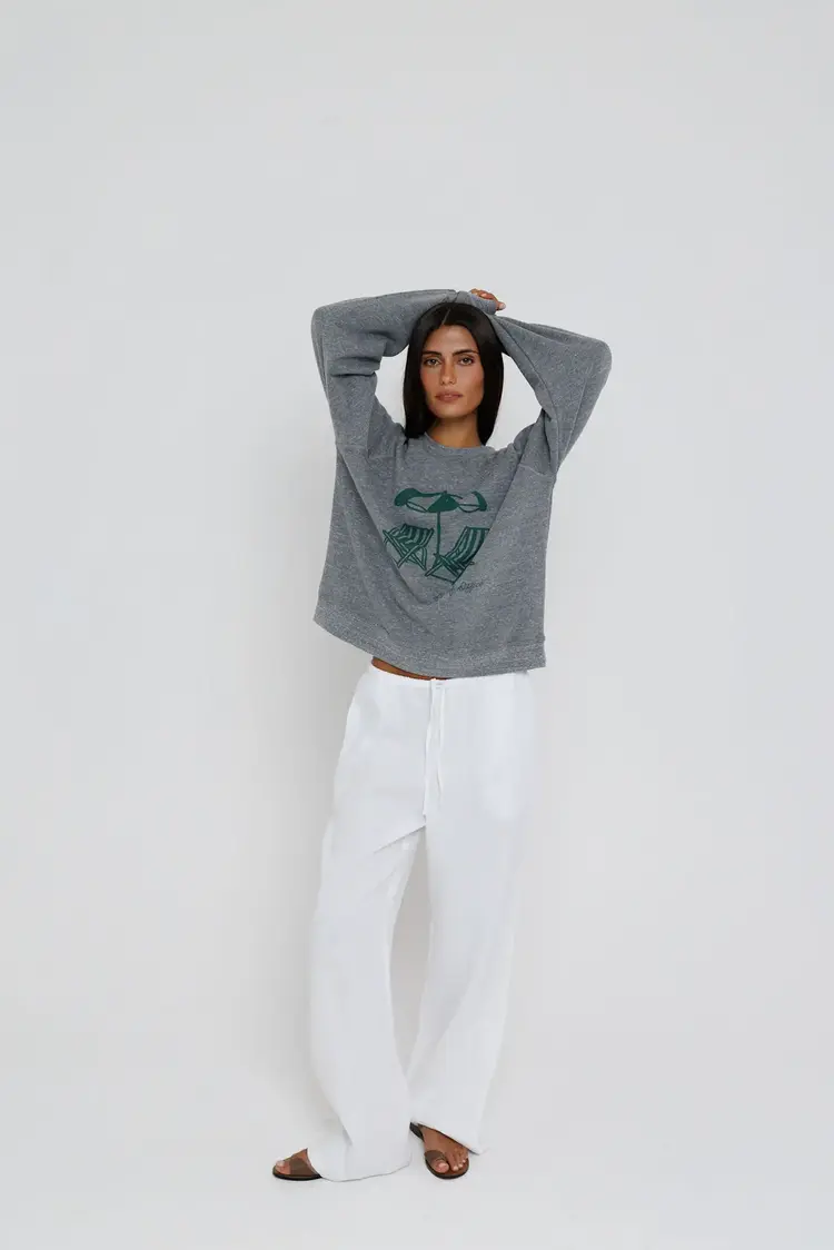 Sunny Somewhere Out of Office Raglan Sweatshirt Heather Grey