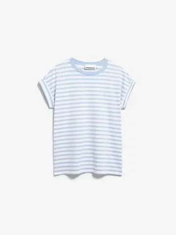 Armedangels IDAARA Stripes T-Shirt White-Soft Blue