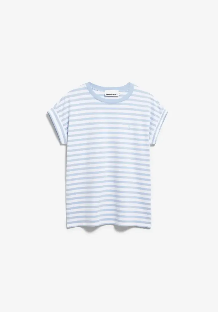 Armedangels IDAARA Stripes T-Shirt White-Soft Blue