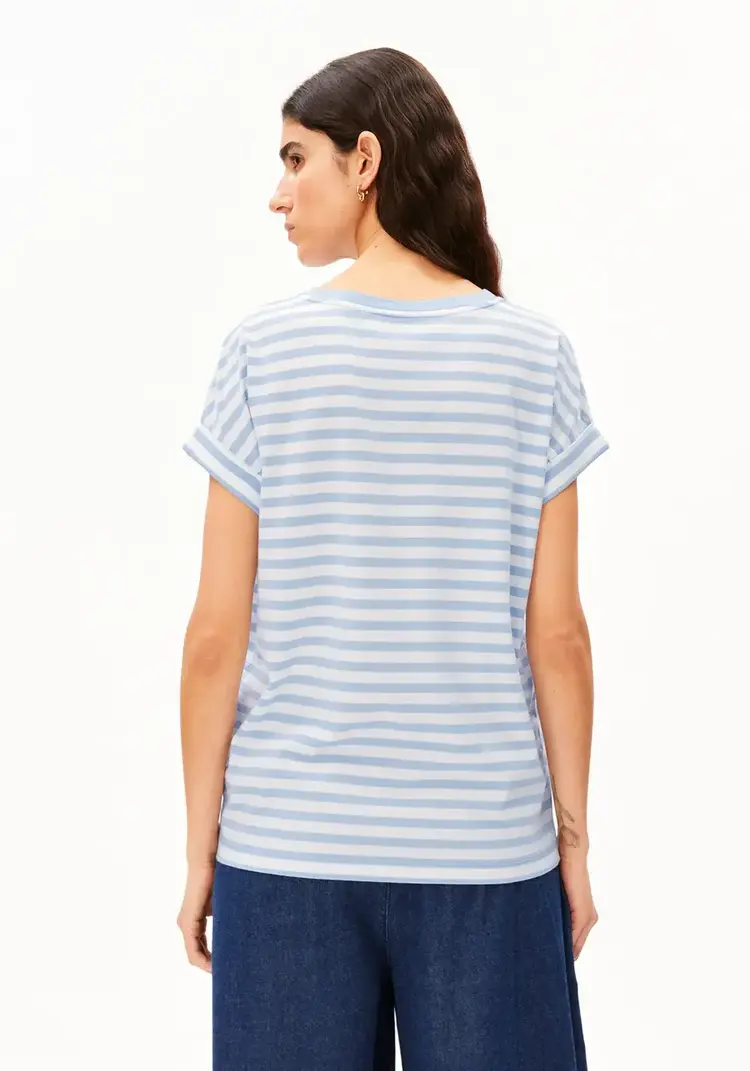 Armedangels IDAARA Stripes T-Shirt White-Soft Blue
