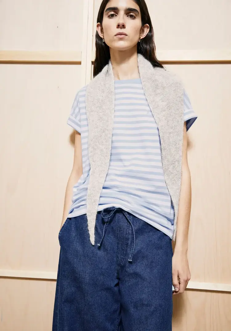 Armedangels IDAARA Stripes T-Shirt White-Soft Blue