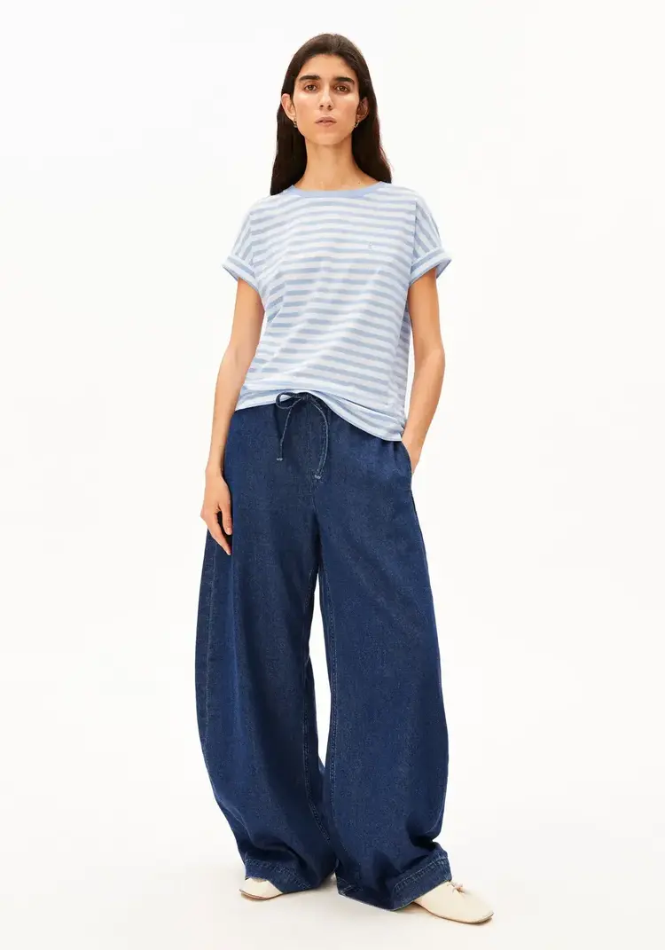 Armedangels IDAARA Stripes T-Shirt White-Soft Blue