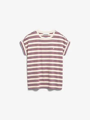 Armedangels IDAARA Stripes T-Shirt Undyed-Velvet Red-Soft Blue
