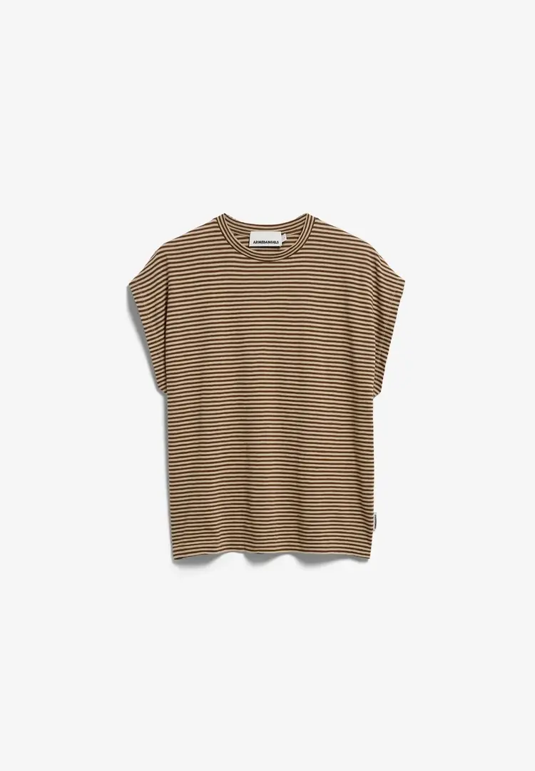 Armed Angels SLUB Jersey Stripe T-Shirt Sandstone-Dried Palm 30008525