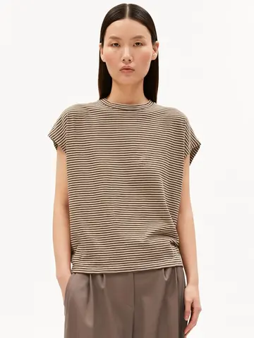 Armed Angels SLUB Jersey Stripe T-Shirt Sandstone-Dried Palm 30008525