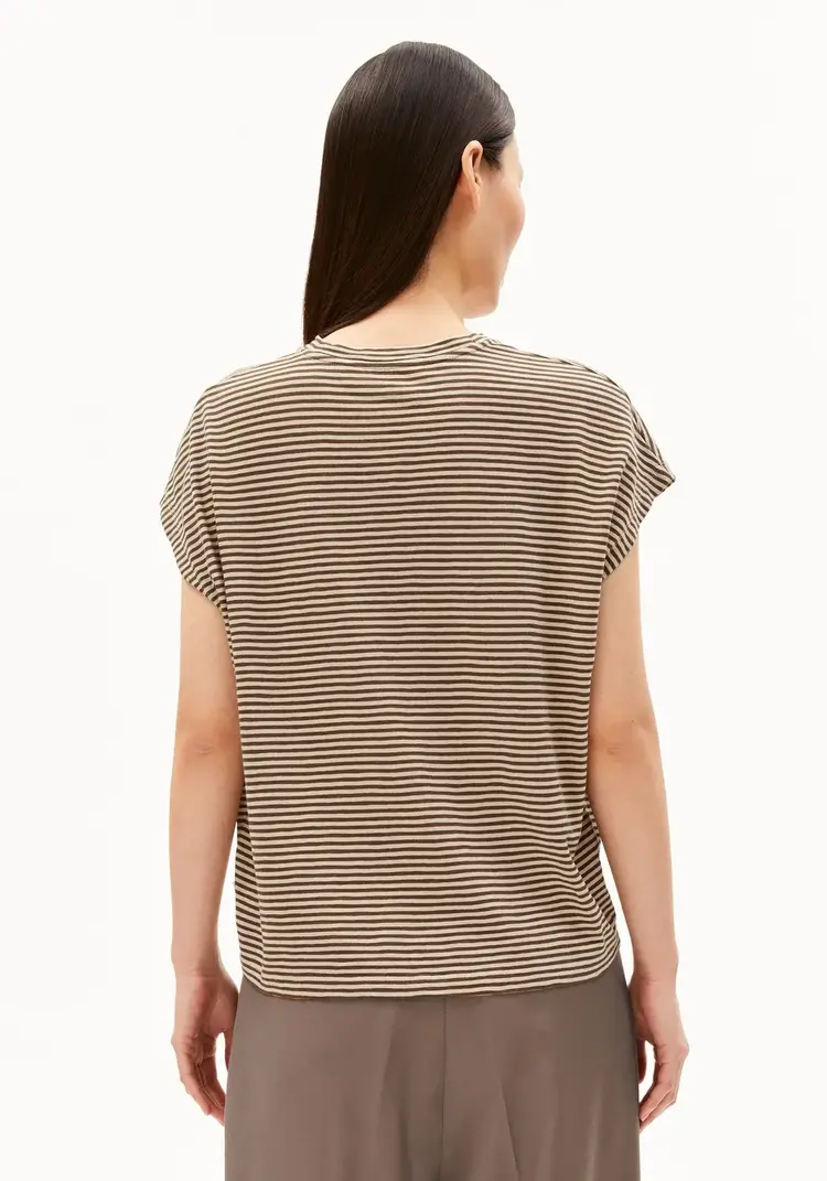 Armed Angels SLUB Jersey Stripe T-Shirt Sandstone-Dried Palm 30008525