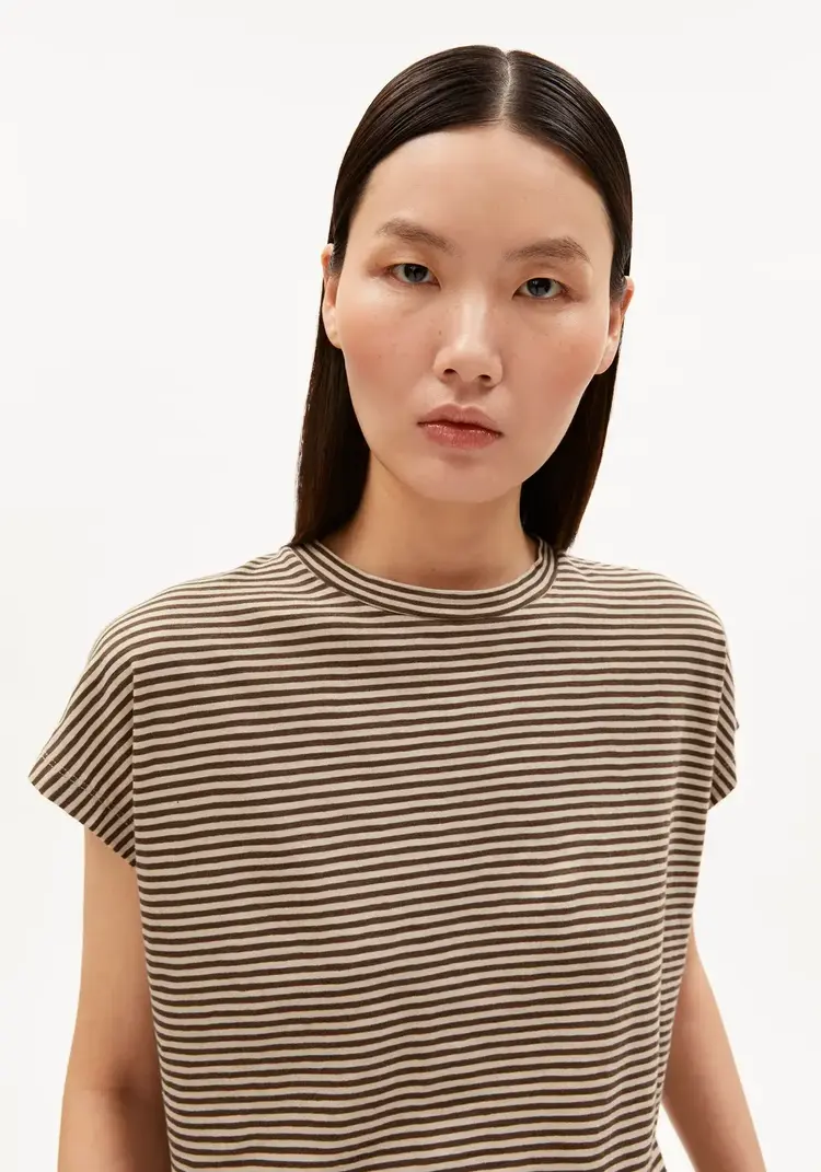 Armed Angels SLUB Jersey Stripe T-Shirt Sandstone-Dried Palm 30008525