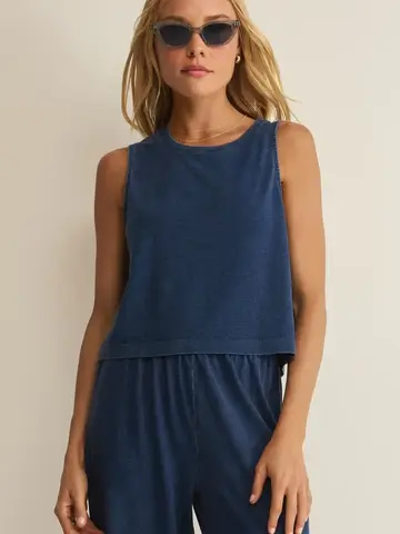 ZSupply Sloane Muscle Jersey Denim Muscle Tank Indigo