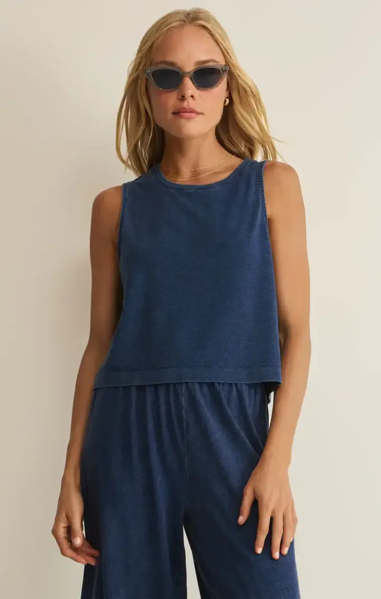 ZSupply Sloane Muscle Jersey Denim Muscle Tank Indigo