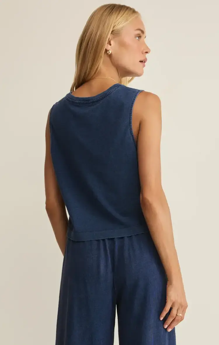 ZSupply Sloane Muscle Jersey Denim Muscle Tank Indigo