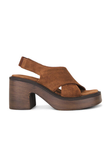 Free People Cora Platform Clogs Cognac Suede