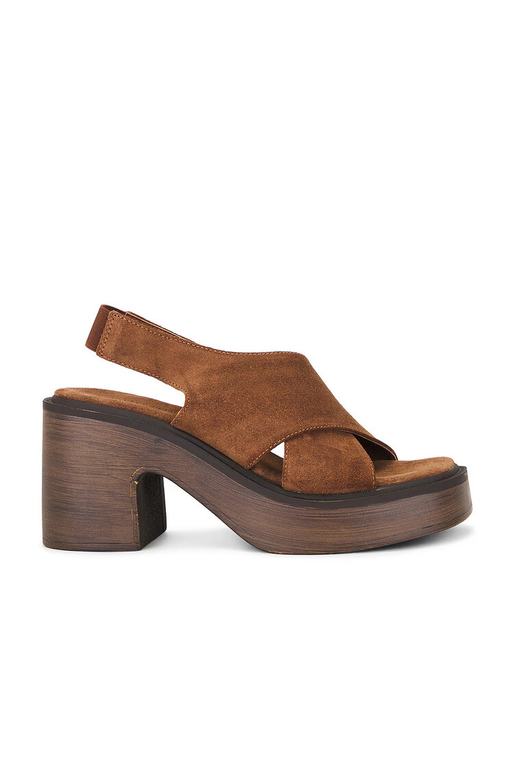 Free People Cora Platform Clogs Cognac Suede
