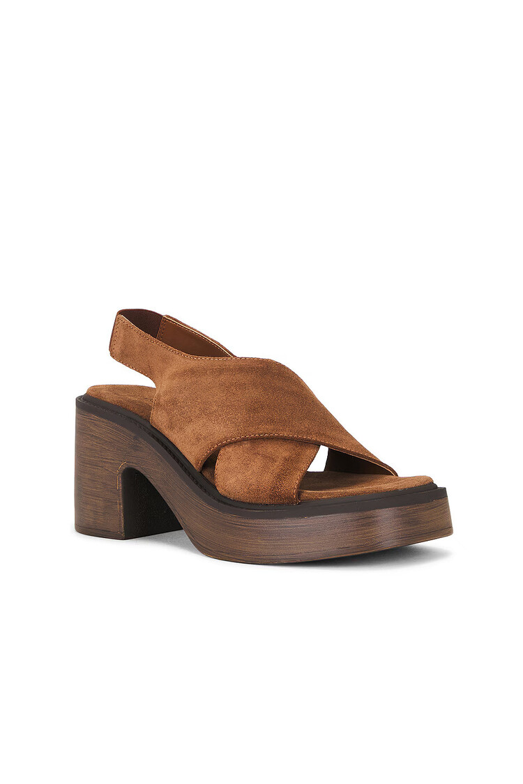 Free People Cora Platform Clogs Cognac Suede