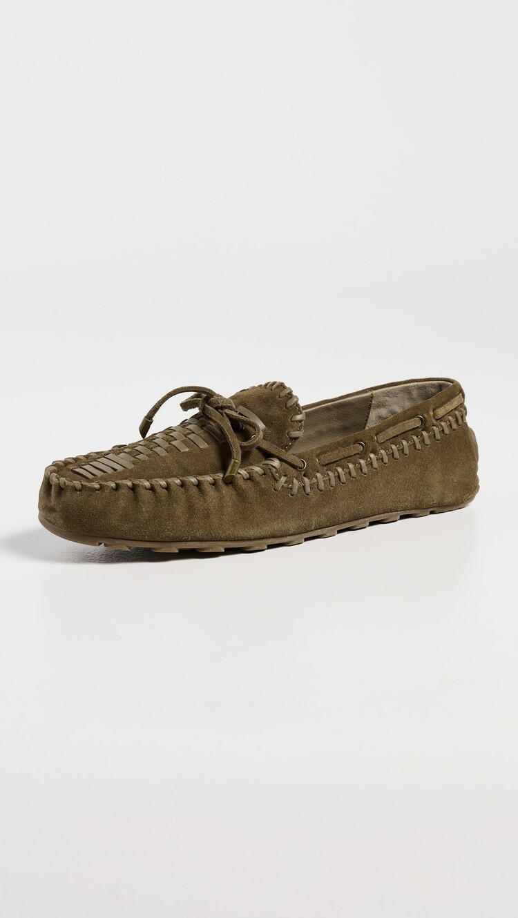 Free People Misty Suede Moccasins Olive Suede