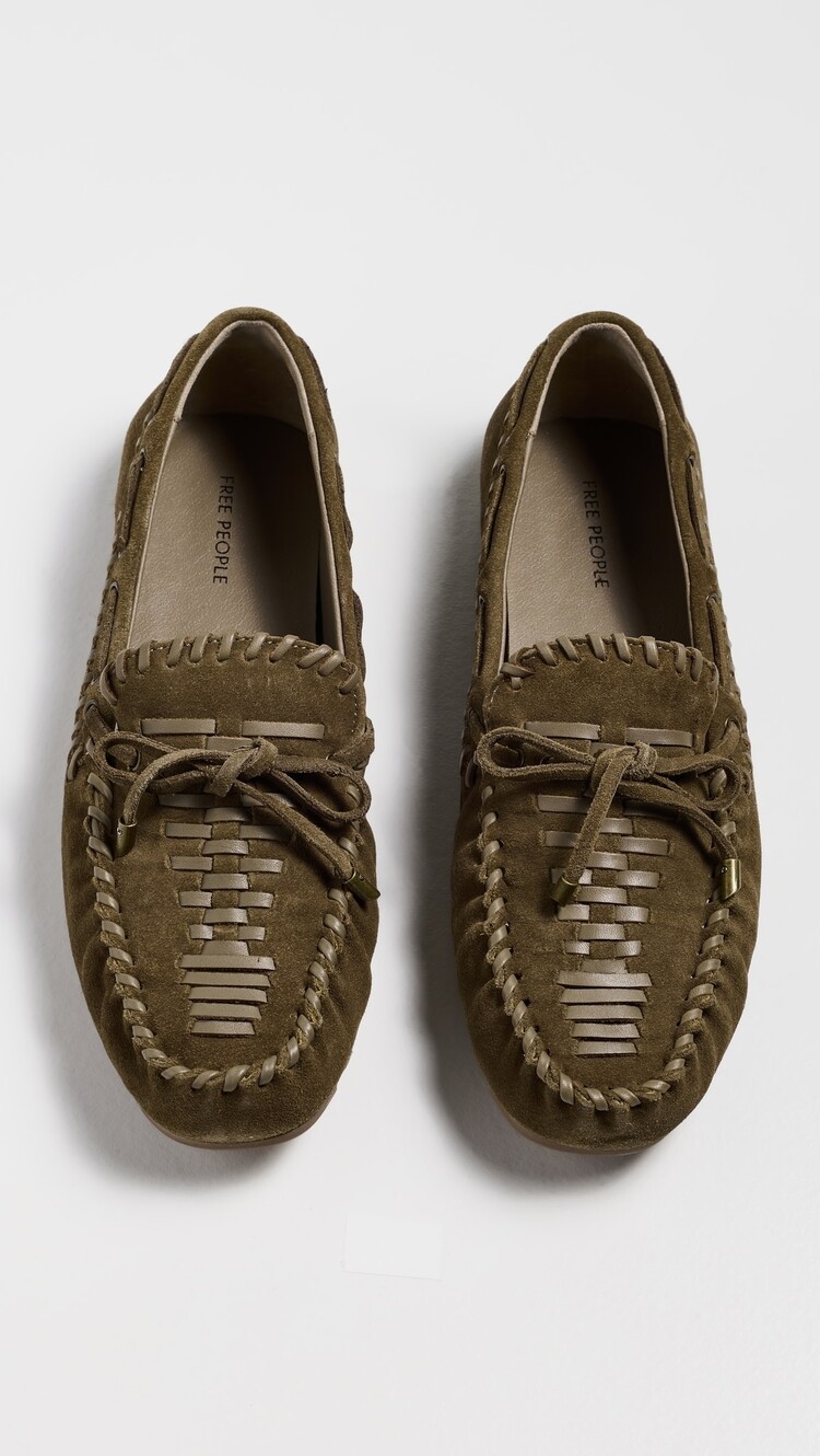 Free People Misty Suede Moccasins Olive Suede