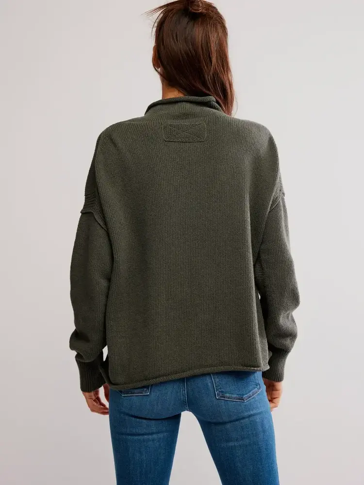 Free People Torres Roll Neck Pullover Sweater Army