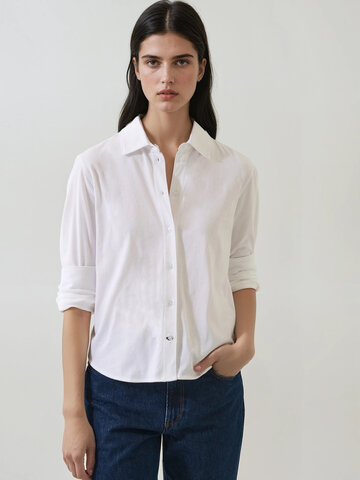 Patrick Assaraf Organic Cotton Relaxed Shirt White