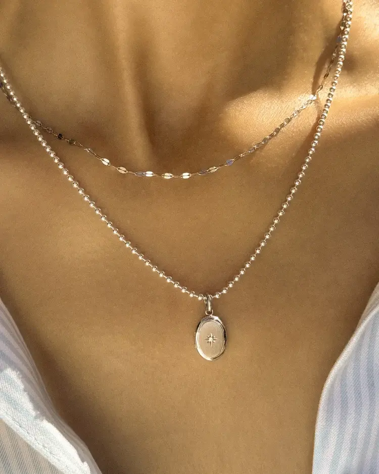 Leah Alexandra Ball Chain Necklace Silver