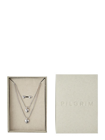 Pilgrim Jewellery PENINA Gift Set, Necklace & Earstuds Silver Plated