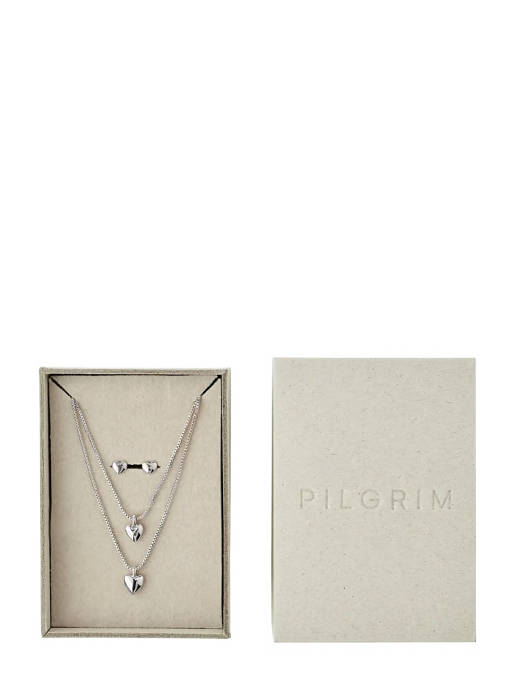 Pilgrim Jewellery PENINA Gift Set, Necklace & Earstuds Silver Plated