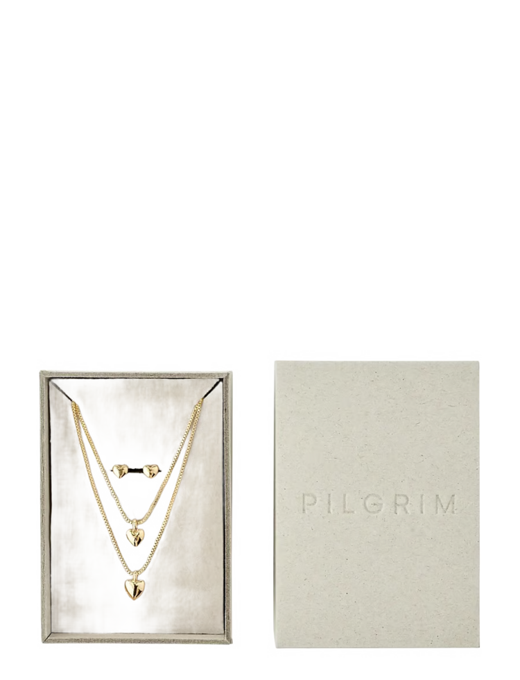 Pilgrim Jewellery PENINA Gift Set, Necklace & Earstuds Gold Plated
