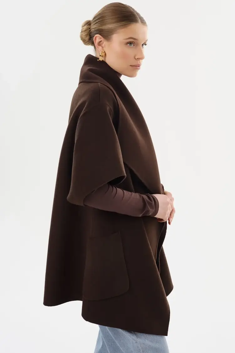 PENELOPE Double Face Wool Coat Dark Brown