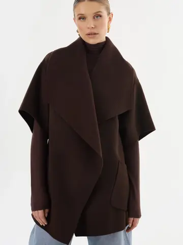 PENELOPE Double Face Wool Coat Dark Brown