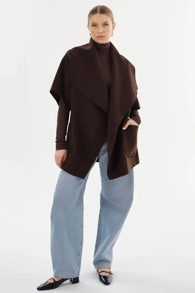 PENELOPE Double Face Wool Coat Dark Brown