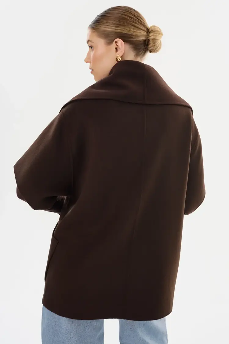 PENELOPE Double Face Wool Coat Dark Brown