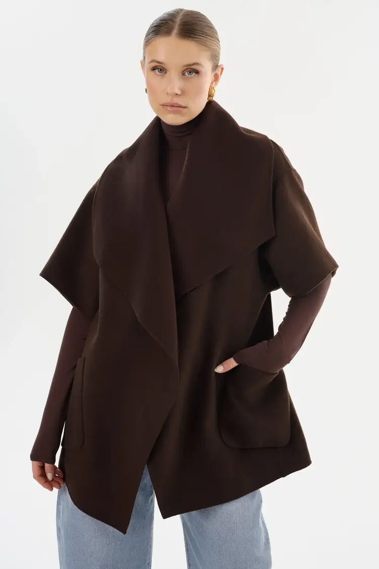 PENELOPE Double Face Wool Coat Dark Brown