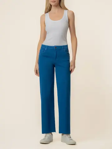 KUT from the Kloth Charlotte High Rise Wide Leg With Raw Hem Sapphire