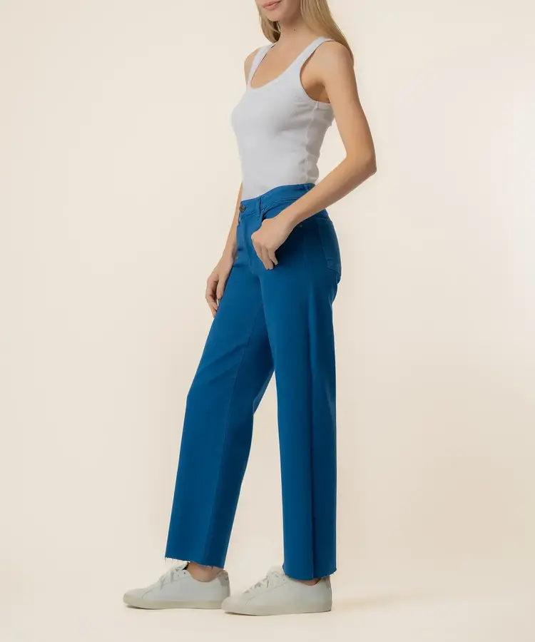 KUT from the Kloth Charlotte High Rise Wide Leg With Raw Hem Sapphire