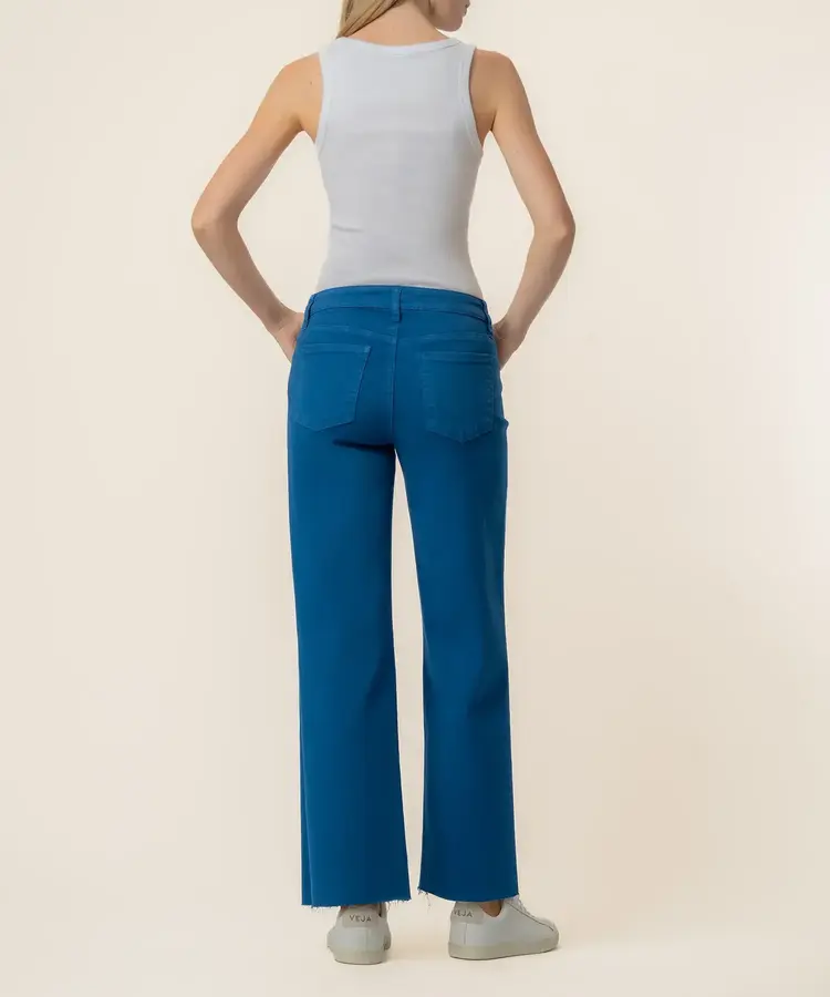 KUT from the Kloth Charlotte High Rise Wide Leg With Raw Hem Sapphire