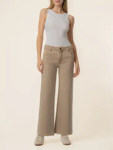 KUT from the Kloth Meg High Rise Fab Ab Wide Leg Raw Hem Chai