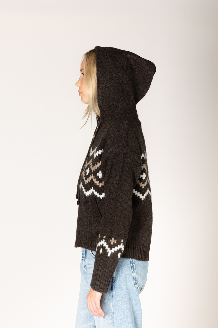 Ranch Fair Isle Hood Sweater Ganache Earth Milky