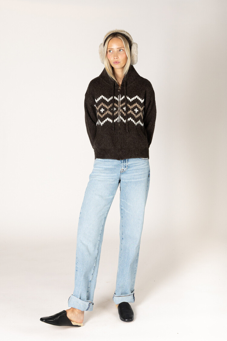 Ranch Fair Isle Hood Sweater Ganache Earth Milky