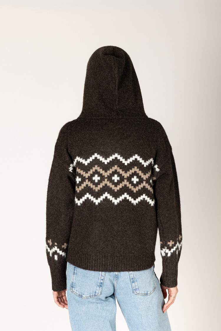 Ranch Fair Isle Hood Sweater Ganache Earth Milky