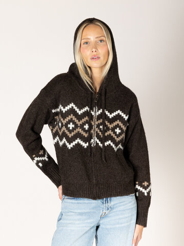 Ranch Fair Isle Hood Sweater Ganache Earth Milky