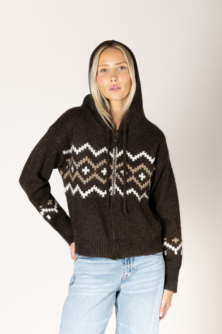 Ranch Fair Isle Hood Sweater Ganache Earth Milky