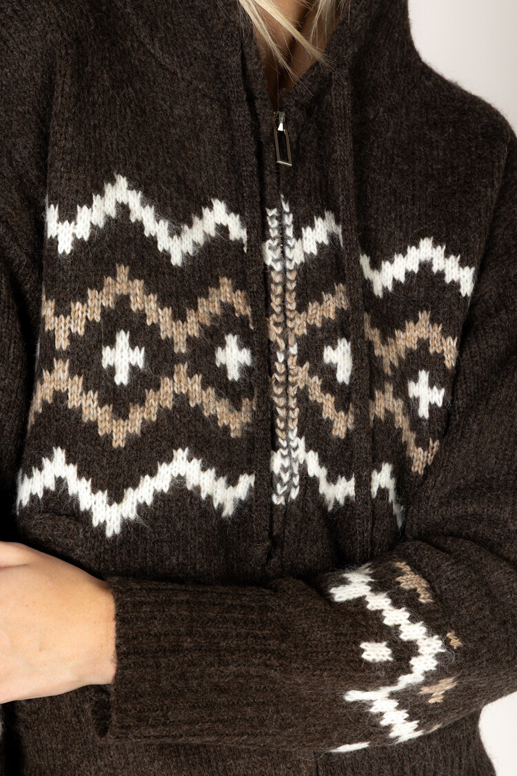 Ranch Fair Isle Hood Sweater Ganache Earth Milky