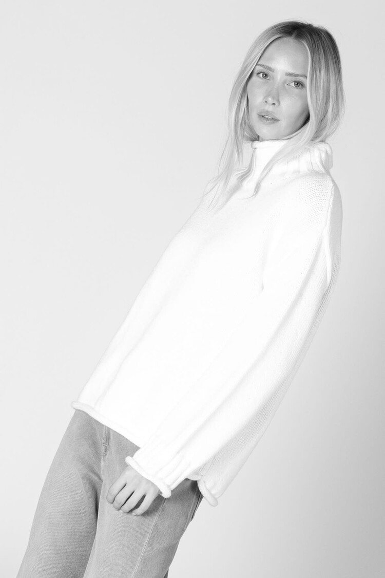 Dolly Cotton Chunky Mock Sweater Soft White
