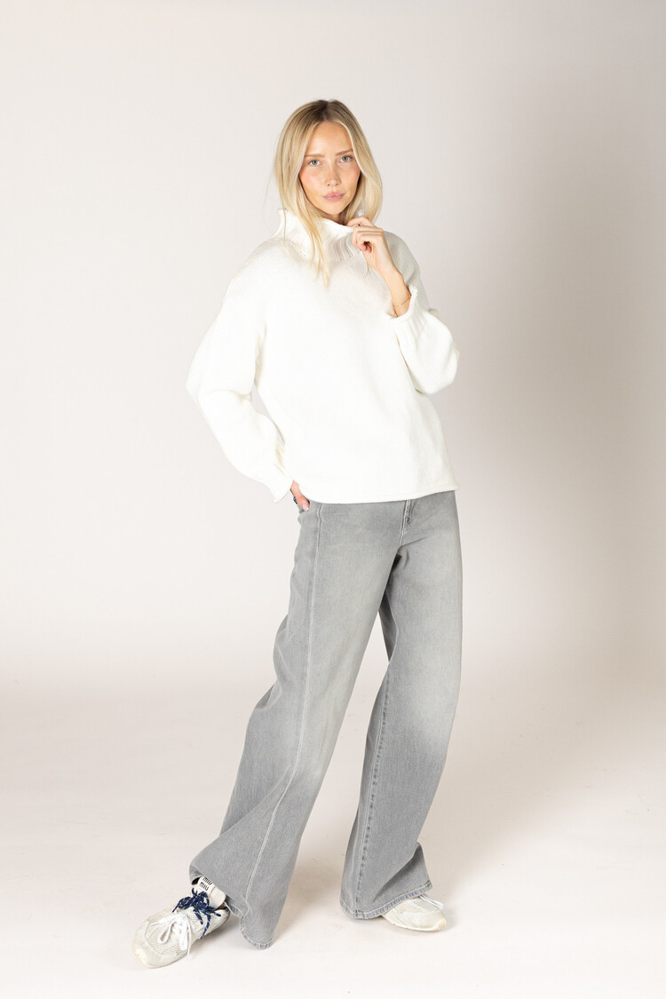 Dolly Cotton Chunky Mock Sweater Soft White