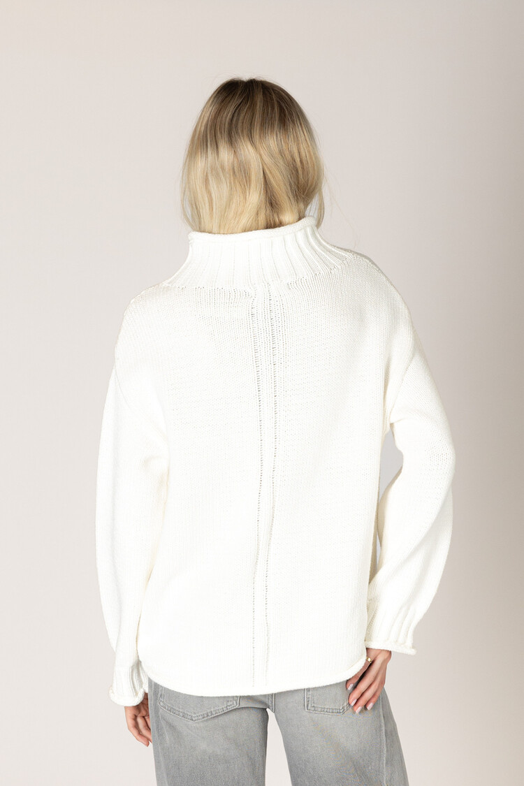 Dolly Cotton Chunky Mock Sweater Soft White