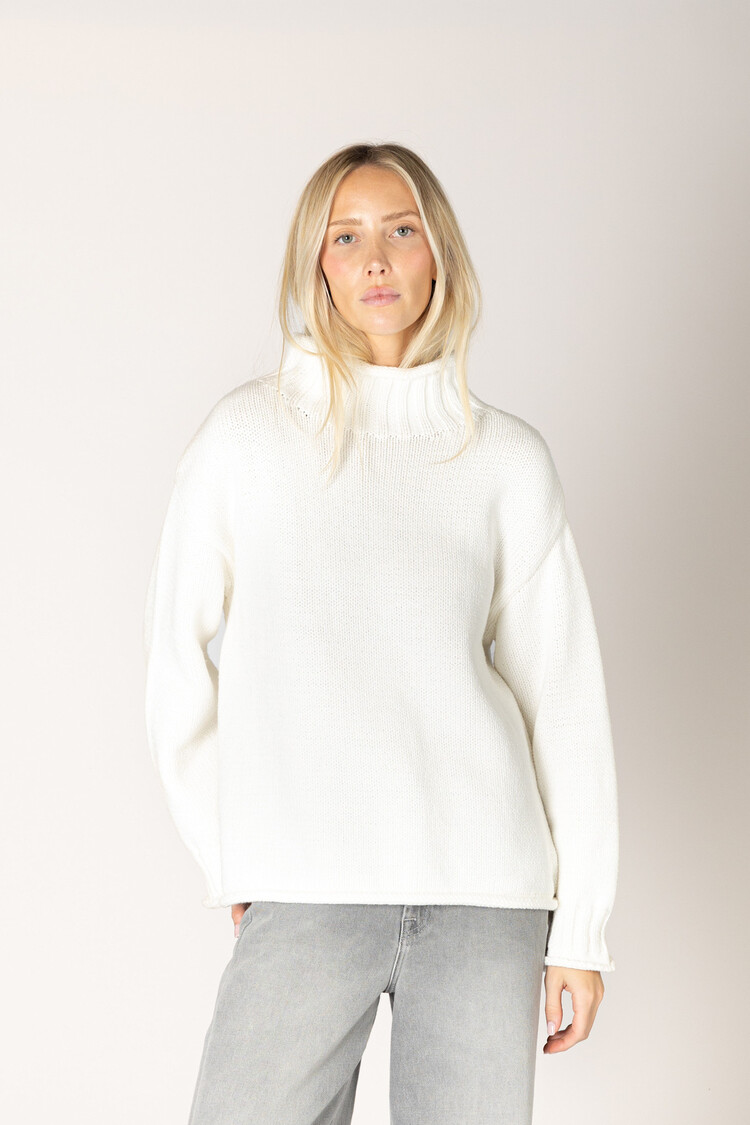 Dolly Cotton Chunky Mock Sweater Soft White